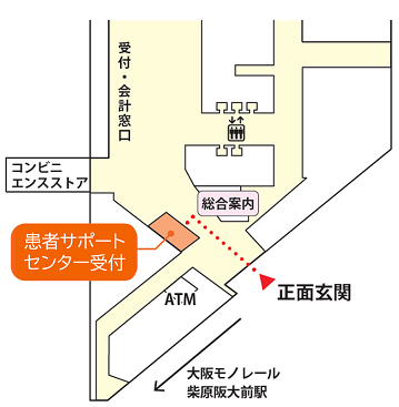患者サポートセンター窓口の案内図