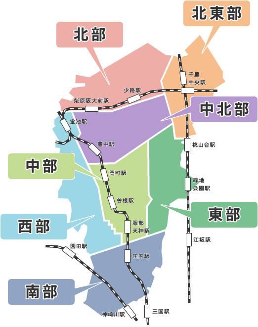 豊中市の地図