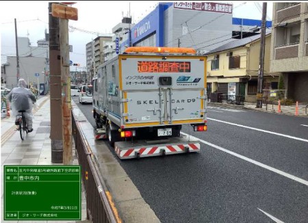 路面下空洞探査車による調査の様子
