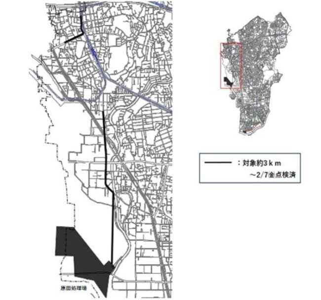 原田処理場に接続する大阪府が管理する下水道管の位置図