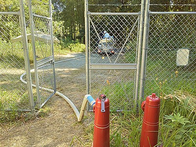 桜が丘ポンプ場での注水作業
