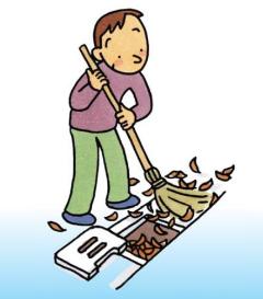 側溝・雨水枡を掃除するイラスト