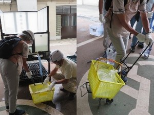 ビニール袋と買い物かご