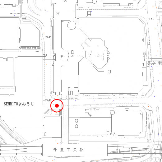 マンホール設置場所地図　千里中央駅周辺