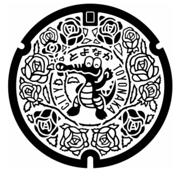 モノクロのマンホール蓋デザイン