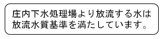 庄内下水処理場より放流する水は排水基準を満たしています。