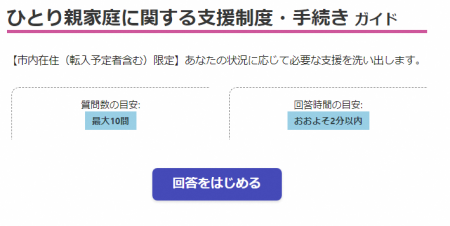 ひとり親家庭に関する支援制度・手続きガイド画面