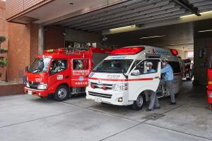 消防車の出動時の写真