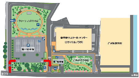 クリーンランド第一駐車場へのアクセス図