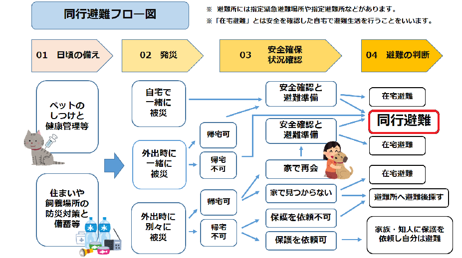 同行避難フロー図