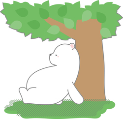 日陰で涼むくま