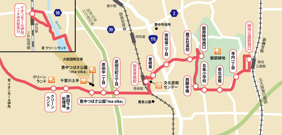 豊中東西線の経路概略図