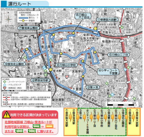刀根山・蛍池ルート略図